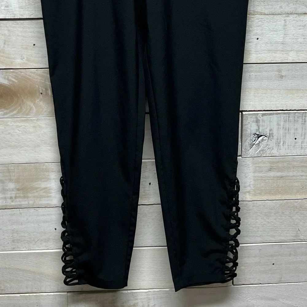 Fabletics Pants Womens Small Black Braided Tiana Ankle Pull‎ On Pockets Stretch - Picture 3 of 13
